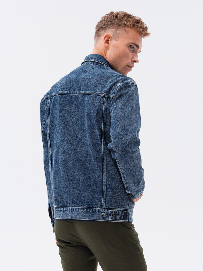 Kurtka męska jeansowa katana - ciemny jeans OM-JADJ-0123