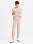 Komplet dresowy męski bawełniany BASIC bluza nierozpinana + joggery – beżowy V6 Z84