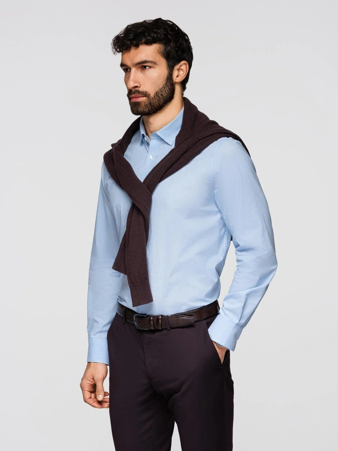 Klasyczna bawełniana męska koszula REGULAR - błękitna V1 K699