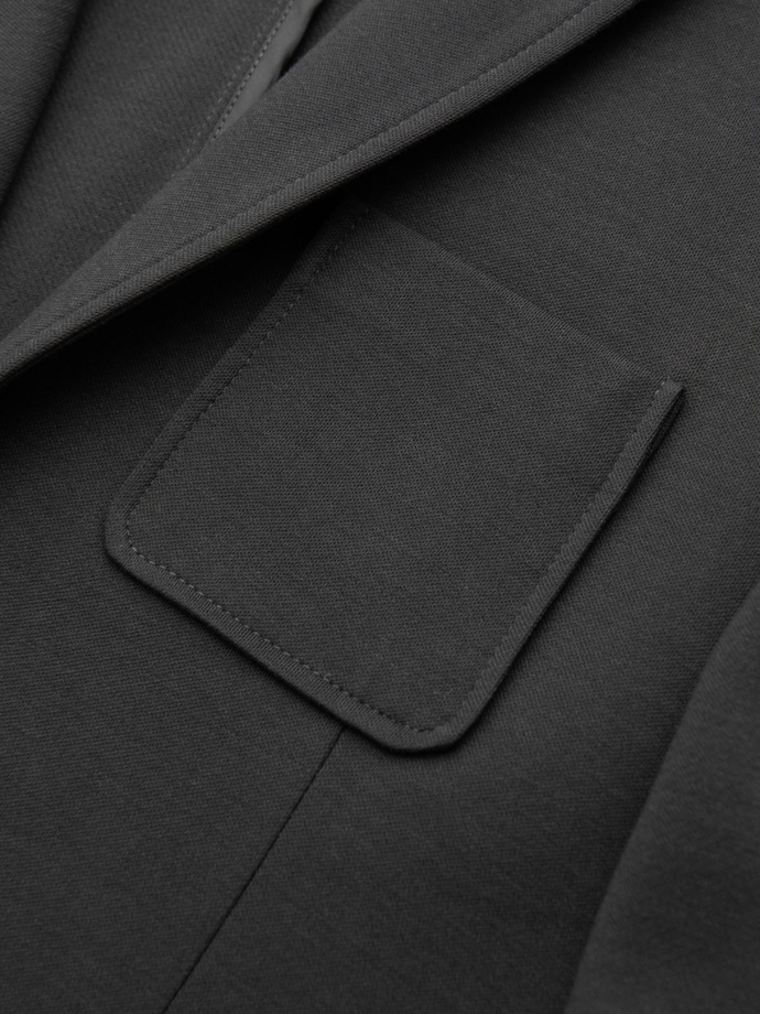 Męska marynarka SLIM z dzianiny o subtelnej strukturze – grafitowa V1 OM-BLZB-0101
