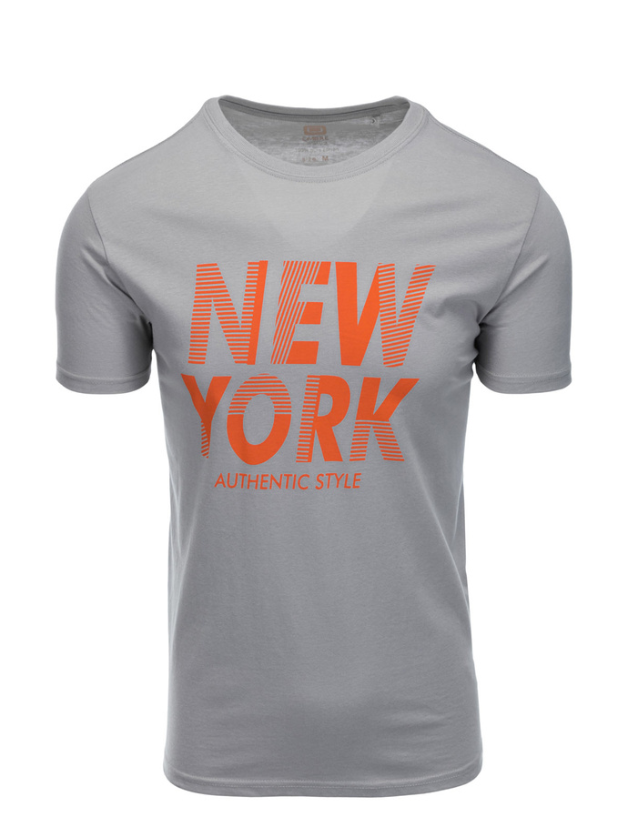T-shirt męski z nadrukiem - szary V-24A S1434
