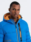 Nylonowa pikowana kurtka męska w stylu sportowym - niebieska V4 OM-JALP-0120