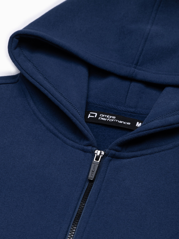 Bluza męska rozpinana hoodie z nadrukami - granatowa V3 B1423