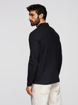 Longsleeve męski z kołnierzykiem polo BASIC – czarny V2 OM-POBL-0162