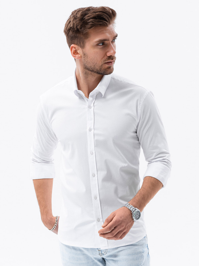 Koszula męska z długim rękawem SLIM FIT - biała K504
