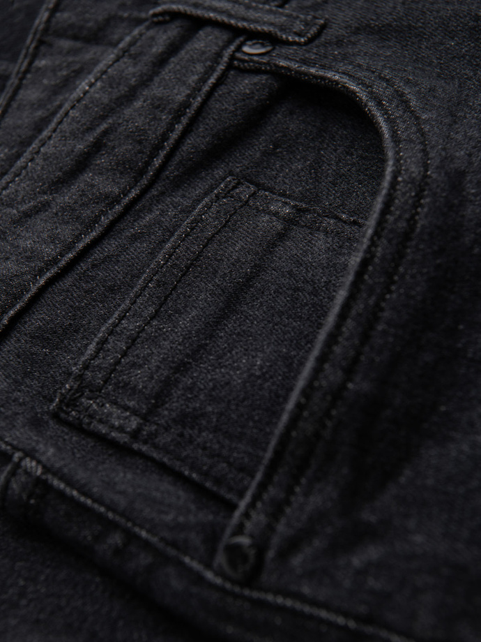 Spodnie męskie jeansowe z przetarciami REGULAR FIT - czarne V2 OM-PADP-0241