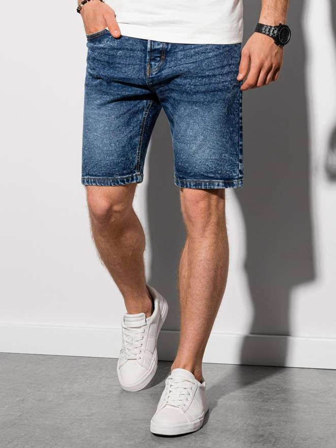 Krótkie spodenki męskie jeansowe - niebieskie W305