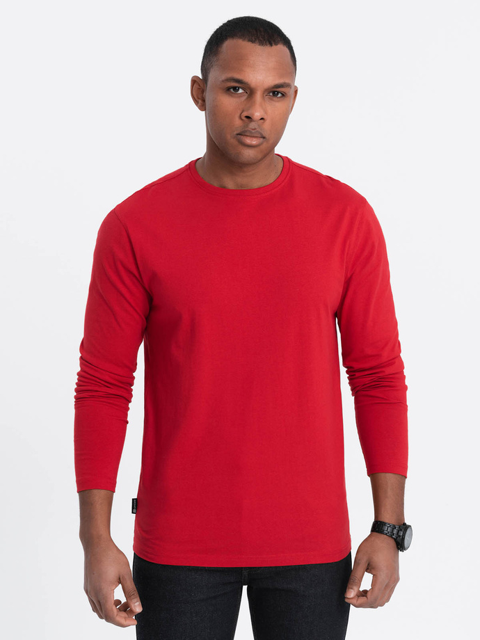 Longsleeve męski BASIC z okrągłym dekoltem - czerwony V5 OM-LSBL-0106
