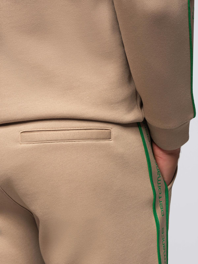 Komplet dresowy męski bluza rozpinana + spodnie dresowe joggery - jasnobrązowy V1 Z113