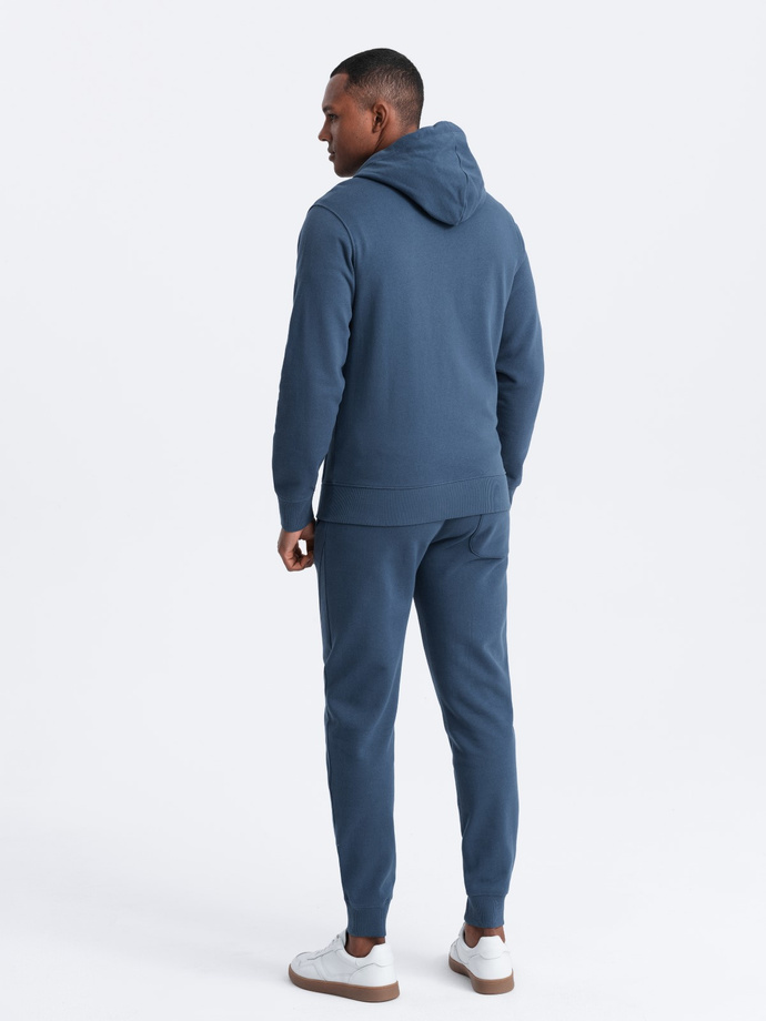 Komplet męski dresowy spodnie joggery + bluza rozpinana – ciemnoniebieski V4 Z82