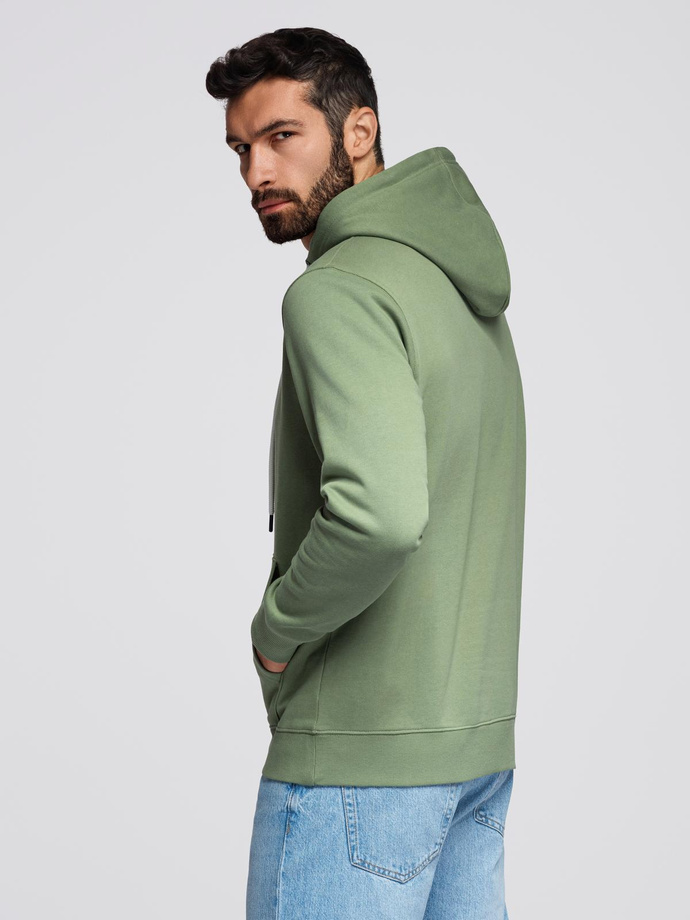 Bluza męska dresowa BASIC kangurka z kapturem - zielona V3 B1674