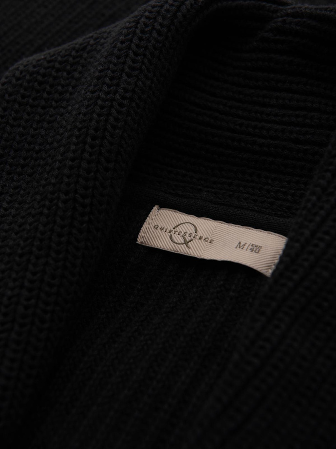 Sweter bawełniany męski  kardigan z szalowym kołnierzem - czarny V4 OM-SWCD-0153