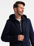 Marynarka męska z odpinaną podpinką i kapturem – granatowa V2 OM-BLZB-0126