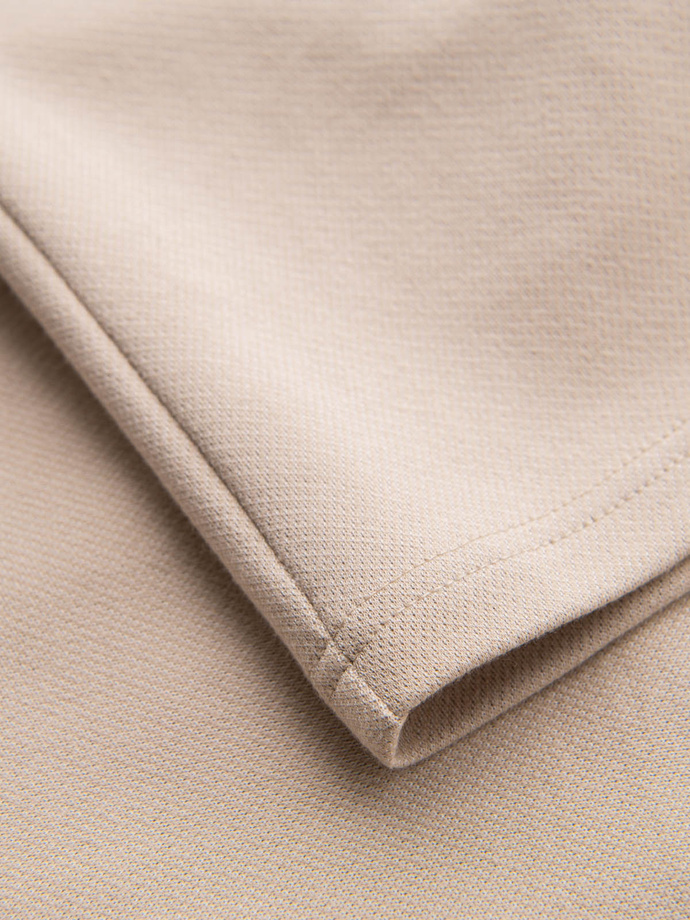 Casualowe szorty męskie SLIM FIT z dzianiny żakardowej – beżowe V2 OM-SRCS-0168