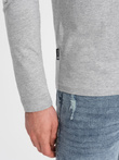 Męski longsleeve z guzikami przy dekolcie - szary melanż V8 OM-LSCL-0107