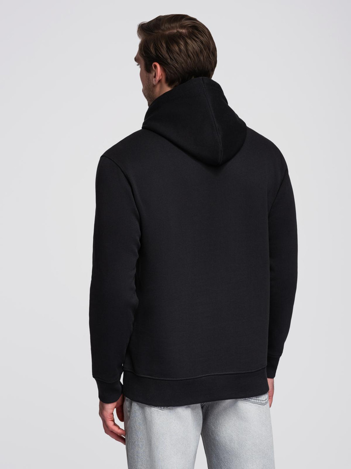 Bluza męska dresowa BASIC kangurka z kapturem - czarna V5 B1674