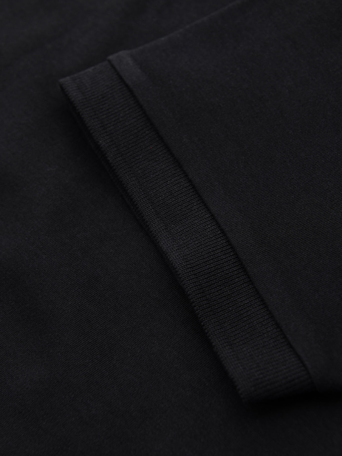 Koszulka męska polo z dekoltem na zamek - czarna V6 OM-POSS-0148