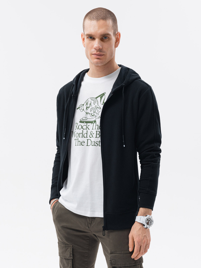 Bluza męska rozpinana z kapturem - czarna V3 B1157