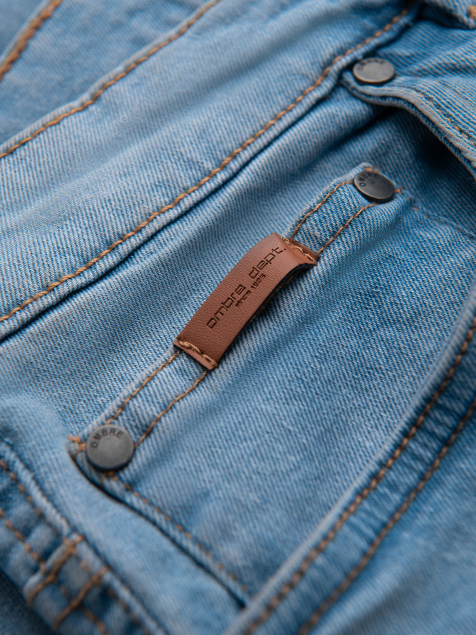 Męskie spodnie jeansowe JOGGERY z klasyczna opaśnicą - jasnoniebieskie V1 OM-PADJ-0265