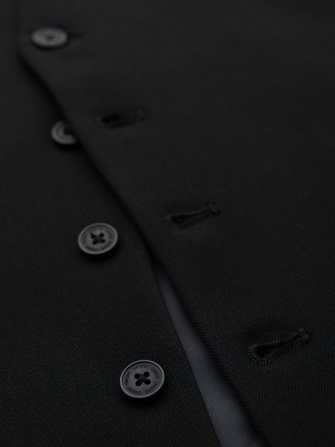 Elegancka męska kamizelka w jodełkę SLIM FIT  - czarna V3 OM-BLZV-0143