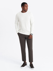 Sweter męski raglan z prążkowanymi rękawami – biały V1 OM-SWSW-0144