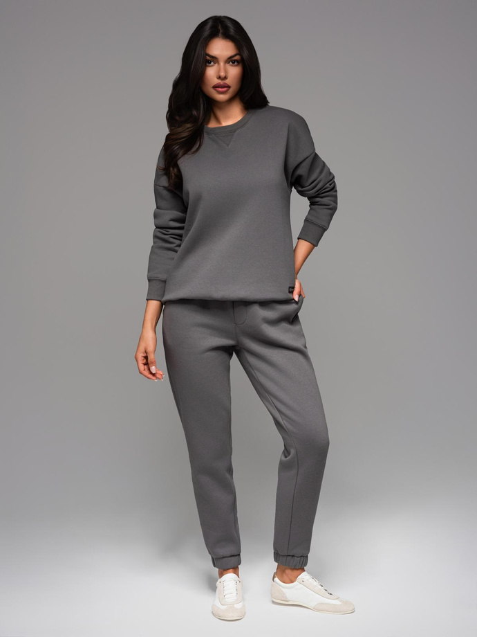 Dresowa klasyczna bluza unisex z okrągłym dekoltem – szara V18 OU-SNBC-0104