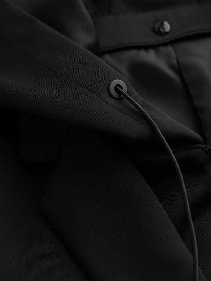 Męska marynarka z odpinaną podpinką i kapturem – czarna V1 OM-BLZB-0126