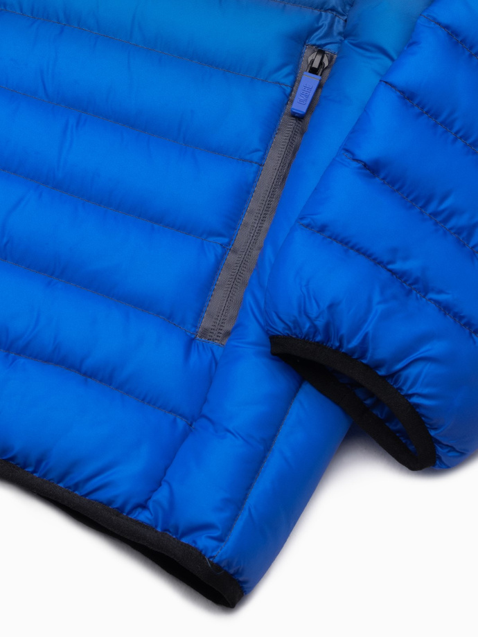 Kurtka męska pikowana z efektem ombre - granatowa V1 C319