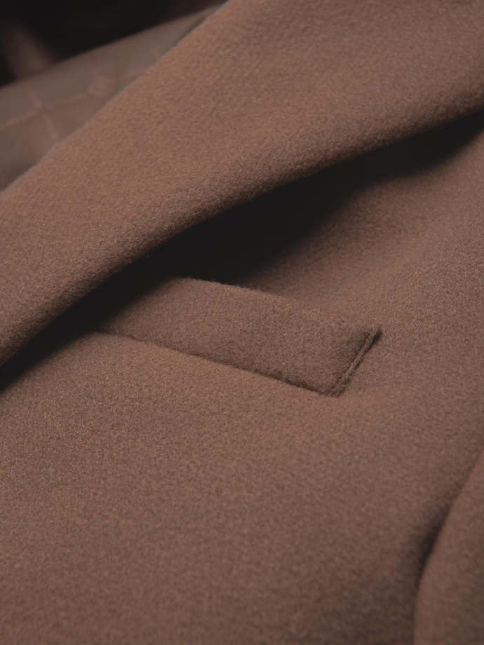 Marynarka męska casual z ozdobnymi guzikami na mankietach -  jasnybrąz V2 OM-BLZB-0118