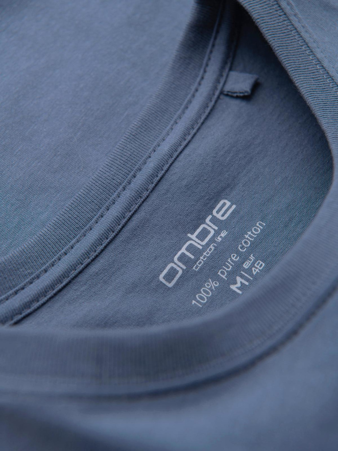 T-shirt męski klasyczny bawełniany BASIC - niebieski denim V7 OM-TSBS-0236