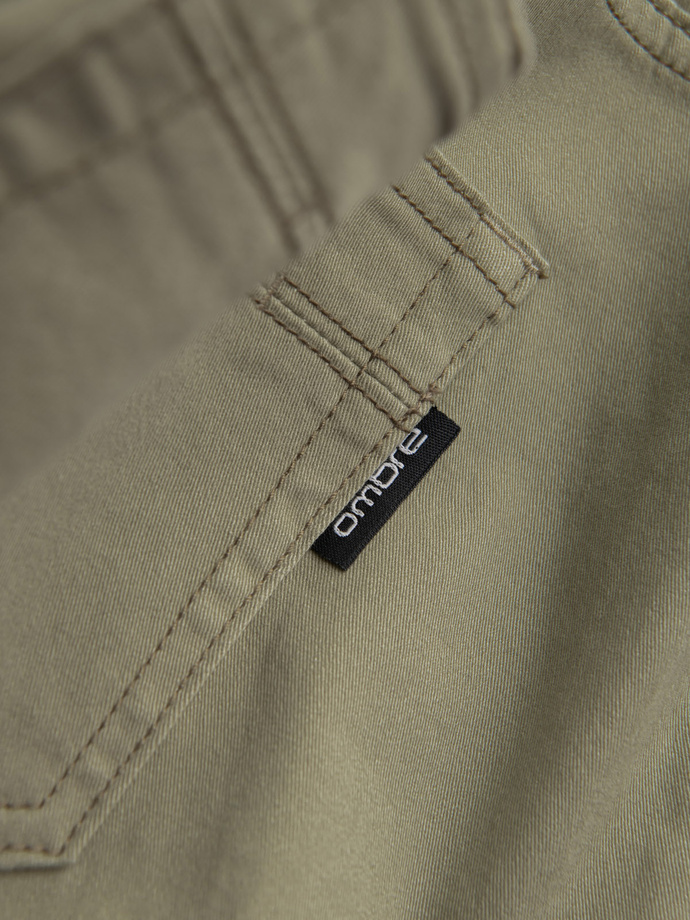 Spodnie męskie JOGGERY z zapinanymi kieszeniami cargo - khaki V1 OM-PAJO-0123