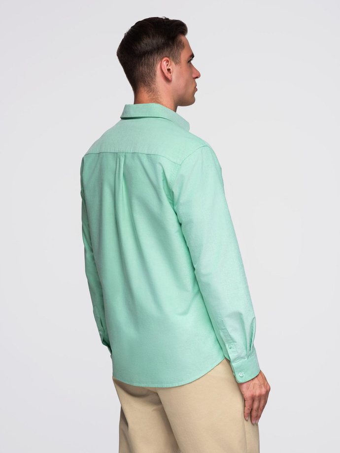 Bawełniana pastelowa koszula męska typu oxford – miętowa V4 OM-SHOS-0183