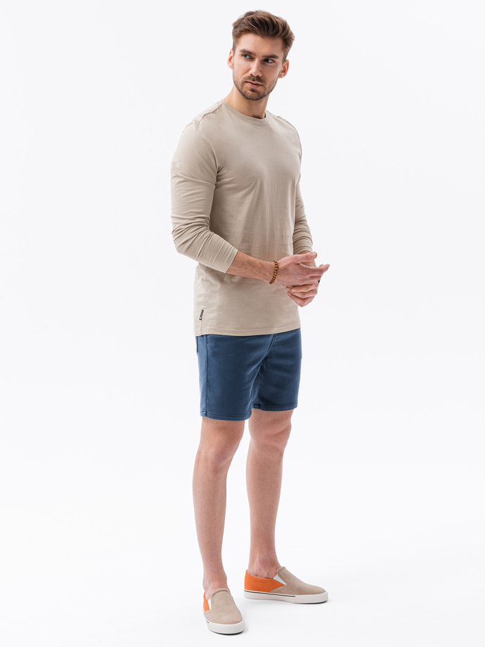 Longsleeve męski bez nadruku - beżowy V8 L138