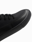 Buty męskie sneakersy za kostkę z ozdobnymi zakładkami – czarne V4 OM-FOSH-0176