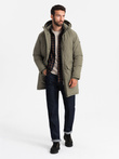 Klasyczna męska długa kurtka typu parka – oliwkowa V3 OM-JALJ-0166