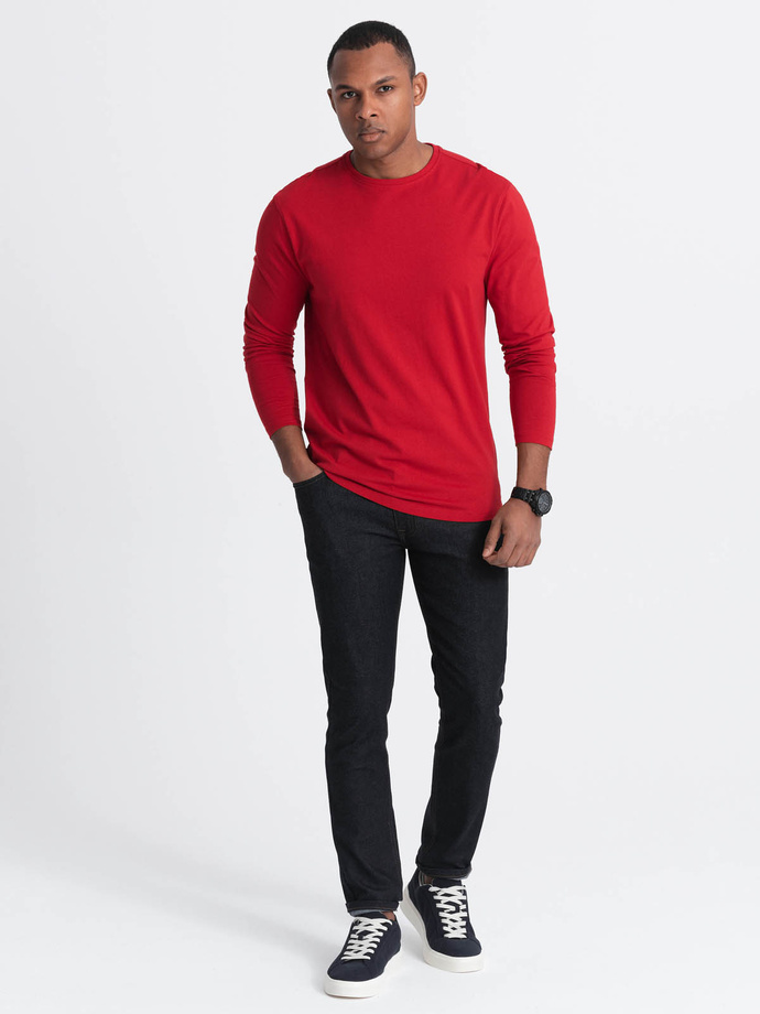 Longsleeve męski BASIC z okrągłym dekoltem - czerwony V5 OM-LSBL-0106