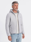 Kurtka męska pikowana pakowana w worek - szara V2 OM-JALP-0156