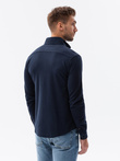 Dzianinowa męska koszula SLIM FIT z długim rękawem – granatowa V2 OM-SHCS-0177 