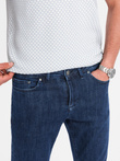 Klasyczne spodnie męskie jeansy SLIM FIT z elastanem – ciemnoniebieskie V3 OM-PADP-0216