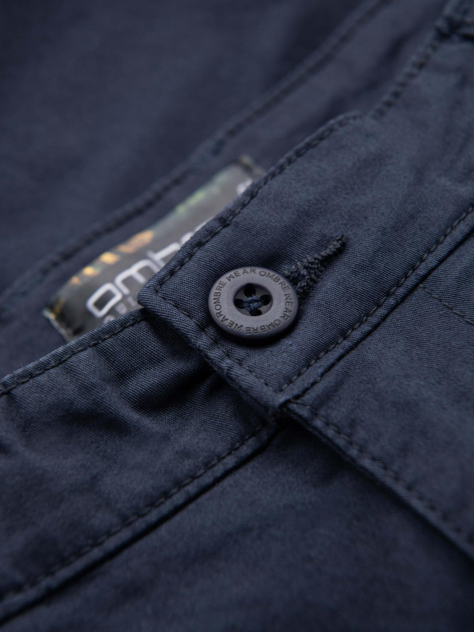 Męskie klasyczne szorty chino z podwiniętą nogawką - granatowe V10 OM-SRCS-0197