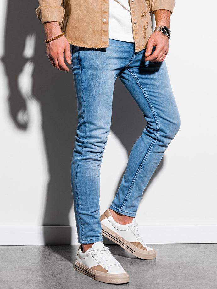 Spodnie męskie jeansowe SKINNY FIT - jasnoniebieskie P1007