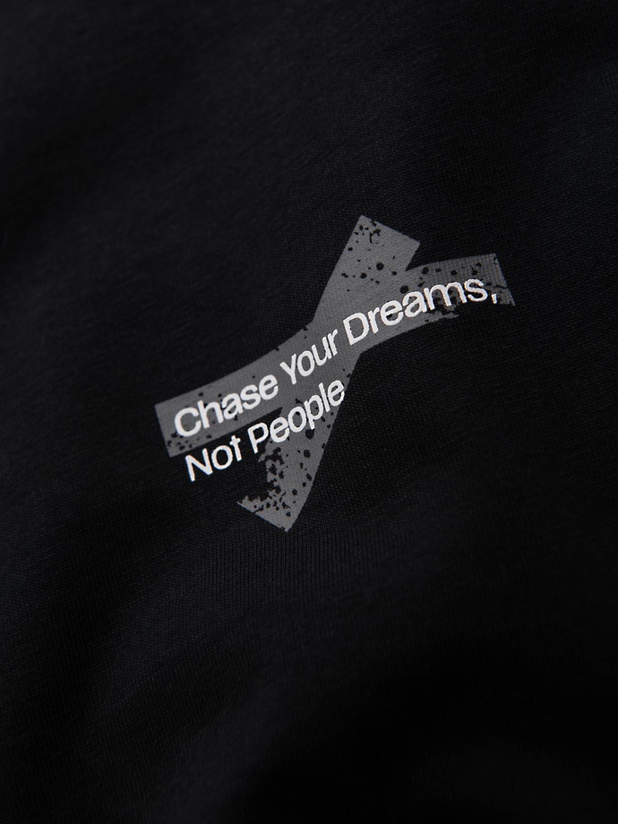 Męski longsleeve bawełniany z okrągłym dekoltem - czarny V2 OM-LSPT-0136