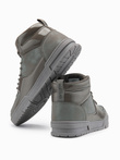 Wysokie buty męskie sneakersy z połyskującymi elementami – popielate V4 OM-FOSH-0178