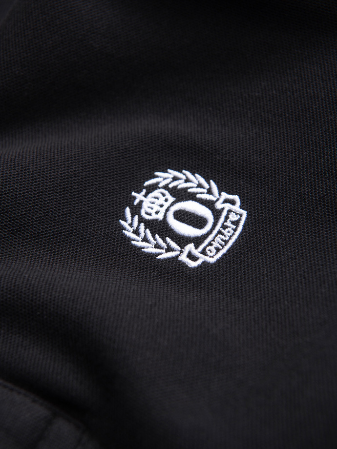 Męska koszulka polo z kolorowymi akcentami – czarny V3 OM-POSS-0105