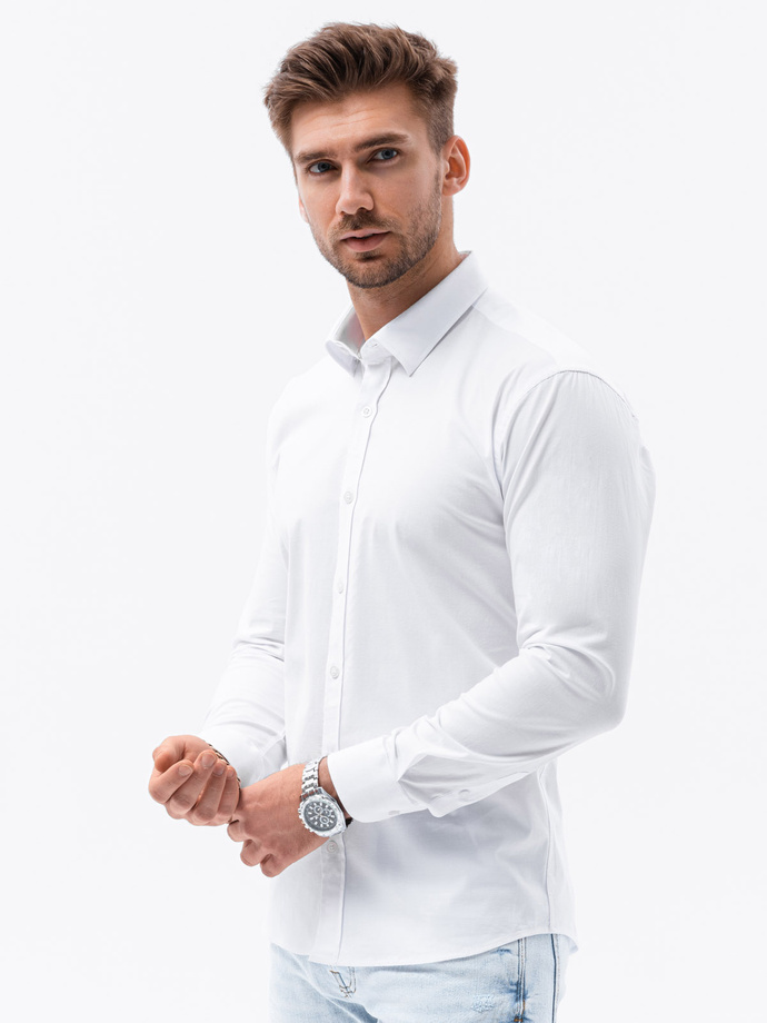 Koszula męska z długim rękawem SLIM FIT - biała K504
