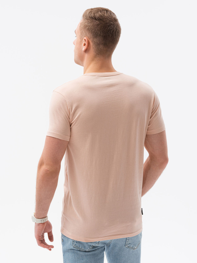 T-shirt męski z nadrukiem - różowy V-18B S1434