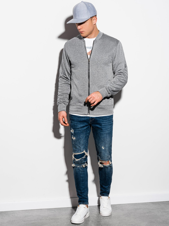 Bluza męska rozpinana bez kaptura - szary melanż V3 B1077