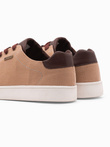 Buty męskie sneakersy z łączonych materiałów - brązowe V1 OM-FOCS-0108