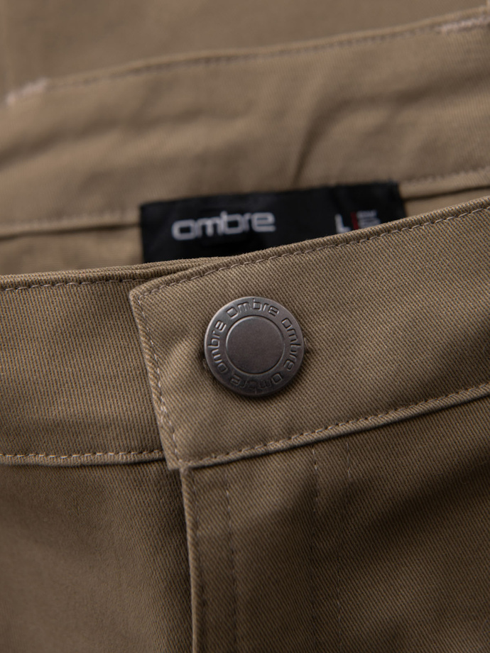 Spodnie męskie cargo STRAIGHT LEG z kieszeniami zapinanymi na zamek – khaki V3 OM-PACG-0204