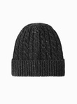 Męska czapka beanie z okrągłą tłoczoną naszywką – grafitowa V1 OM-ACWH-0121